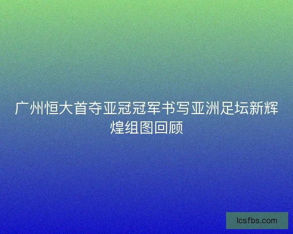 广州恒大首夺亚冠冠军书写亚洲足坛新辉煌组图回顾